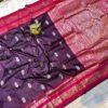 Handcrafted Mahabalipuram Silk Saree – Plum Purple Body with Magenta Pink Zari Border & Pallu (with Blouse Piece)