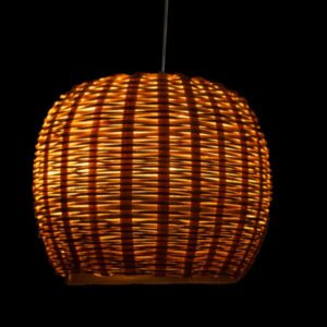 Handwoven Bamboo Pendant Lamp – Warm Ambient Glow (6"x10")