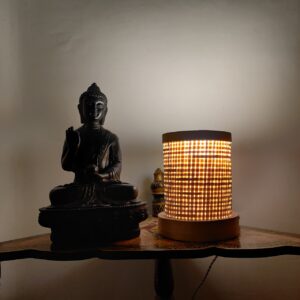 Handcrafted Bamboo Table Lamp - Rattan Grid Design (4 x 6 inches)