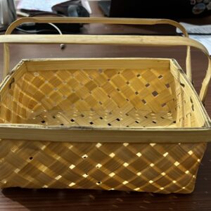 Handcrafted Bamboo Woven Handle Basket | Versatile Storage (8 x 6 x 3 inches)