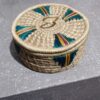 Handcrafted Eco-Friendly Pine Needle Basket | Green & Yellow Utility Box | Pirul Artisan Storage 20cm​