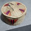 Handcrafted Eco-Friendly Pine Needle Basket | Orange & Purple Utility Box | 20cm Pirul Storage