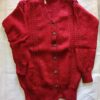 Hand-Knitted Red Woolen Cardigan with Button Closure | Warm Winter Wear