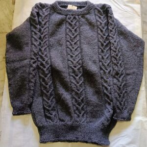 Hand-Knitted Grey Woolen Sweater with Cable Hand Knit Design | Warm Winter Pullover