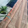 Dusty Nude Beige Kota Tissue Saree with Hand Embroidered Floral Border & Running Blouse