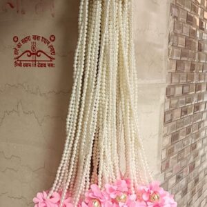 Handcrafted Pink Floral Pearl Hangings – Set of 10 | 2 Ft Long Decorative Tassels for Home, Wedding & Festive Decor