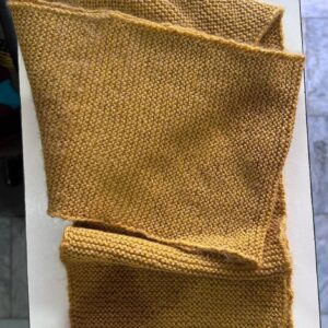 Golden Mustard Hand-Knitted Wool Muffler | Long 200 x 20 cm Unisex Winter Scarf