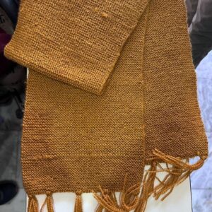 Mustard Ochre Pure Wool Hand-Knitted Muffler with Tassels | Unisex Winter Scarf