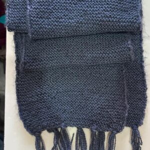 Steel Blue Hand-Knitted Wool Muffler | 200 x 20 cm Unisex Winter Scarf