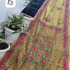 Handcrafted Olive Mustard Linen Chanderi Saree with Vibrant Phulkari Embroidery & Matching Blouse