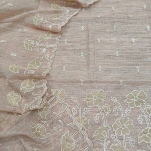 Blush Pink Kota Tissue Hand Appliqué Floral Unstitched Suit Set (Kurta, Dupatta & Bottom – 2.5 m Each)