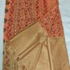 Peach Gold Pure Kota Doria Saree with Zari Pallu & Plain Running Blouse for Festive and Party Wear