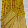 Yellow Pure Kota Doria Saree with Gold Zari Pallu & Plain Running Blouse for Festive and Haldi Wear.