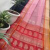 Pink & Red Handwoven Kota Doria Saree with Double Shade Border & Running Blouse