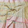 Sunlit Pastel Crushed Kota Tissue Saree with Handwoven Zari & Blush Pink Border