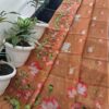 Rust Bloom Hand-Printed Kota Doria Saree with Artistic Motifs & Running Blouse