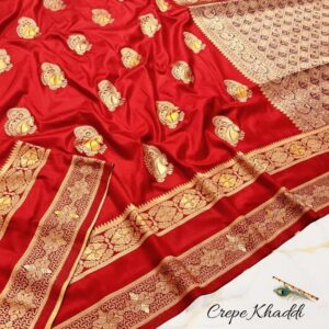 Regal Crimson Minakari Khaddi Silk Saree – Handcrafted Elegance in Buttery Silk