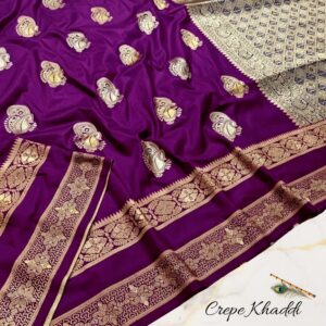 Deep Purple Minakari Khaddi Silk Saree – Handcrafted Heritage in Luxurious Silk