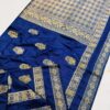 Royal Navy Minakari Khaddi Silk Saree – Handcrafted Luxury with Timeless Elegance