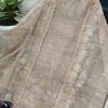 Dusty Mocha Kota Tissue Unstitched Suit Set with Ivory Floral Hand Applique Border (Kurta-Dupatta-Bottom)