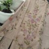 Mauve Beige Kota Tissue Unstitched Suit Set with Hand-Painted Floral Mirror Work & Aari Embroidery (Kurta-Dupatta-Bottom)