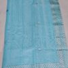 Sky Blue Kota Doria Saree with Silver Zari Border & Gota Patti Handwork | Running Blouse Included | Free Size