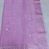 Lavender Kota Doria Saree with Silver Zari Border & Gota Patti Handwork | Running Blouse Included | Free Size