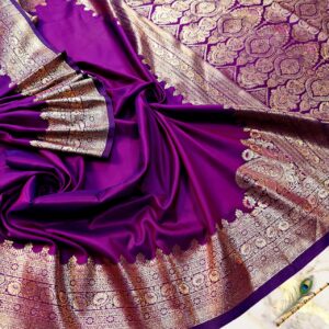 Royal Orchid Purple Dual-Tone Premium Satin Handcrafted Saree with Grand Zari Pallu