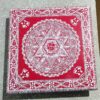 Handpainted Red & White Lakshmi Chowki (Wooden Pooja Chauki) | Mandala Art with Swastik Motif | 30x30 cm