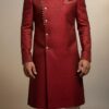 Royal Wine Indo-Western Sherwani in Pure Tussar Silk – Handcrafted Elegance