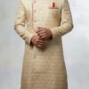 Ivory Royale Indo-Western Sherwani in Pure Tussar Silk – Handcrafted Luxury
