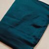 Peacock Teal Pure Satin Silk Saree with Blouse Piece | Handcrafted Plain Glossy Drapе