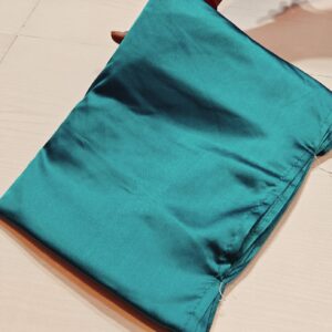 Teal Luxe Pure Satin Silk Saree with Blouse Piece | Handcrafted Plain Glossy Drapе