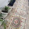 Ivory Chanderi Hand Phulkari Saree with Multicolor Floral Buti & Sun Mandala Pallu