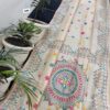 Ivory Bloom Chanderi Hand-Phulkari Saree with Multicolor Mandala Pallu