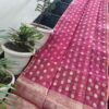 Elegant Rose Pink Pure Kota Silk Saree with Handwoven Polka Dot Buti & Soft Zari Border
