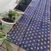 Elegant Indigo Blue Pure Kota Silk Saree with Handwoven Polka Dot Motifs & Soft Zari Border