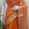 Sunlit Marigold Handcrafted Kota Doria Saree with Gota Patti Elegance