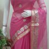 Rose Blush Handcrafted Kota Doria Saree with Fine Gota Patti Work