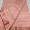 Handwoven Blush Pink Kota Tissue Saree with Rose Pink Zari Border & Contrast Pallu – Lightweight Festive Traditional Saree with Blouse Piece