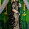 Royal Black Khadi Handcrafted Designer Saree with Gold Buti Work – Traditional Festive & Wedding Wear