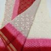 Graceful Ivory to Ruby Pink Ombre Pure Kota Doria Saree with Floral Hand Embroidery & Rich Zari Border