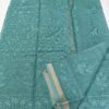 Elegant Teal Green Pure Kota Doria Saree with Intricate Paisley & Floral Hand Embroidery and Subtle Zari Border