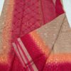 Elegant Beige to Rani Pink Ombre Pure Kota Doria Saree with Floral Hand Embroidery & Rich Zari Border