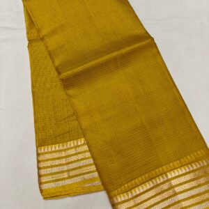 Golden Mustard Kota Silk Saree with Intricate Zari Border | Handcrafted Festive Elegance