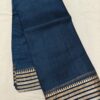 Midnight Navy Kota Silk Saree with Elegant Zari Border | Handcrafted Timeless Classic