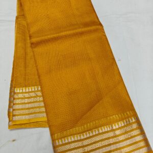 Sunlit Mustard Kota Silk Saree with Elegant Zari Border | Handcrafted Festive Classic