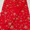 Ruby Red Kota Soft Silk Saree with Floral Hand Embroidery & Plain Running Blouse