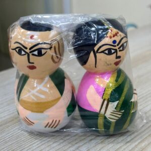 Traditional Channapatna Wooden Couple Dolls – Handcrafted Mota Moti Home Décor Showpiece Set