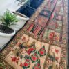Vintage Olive Maheshwari Silk Saree with Handcrafted Madhubani Bird Print & Kantha Work
